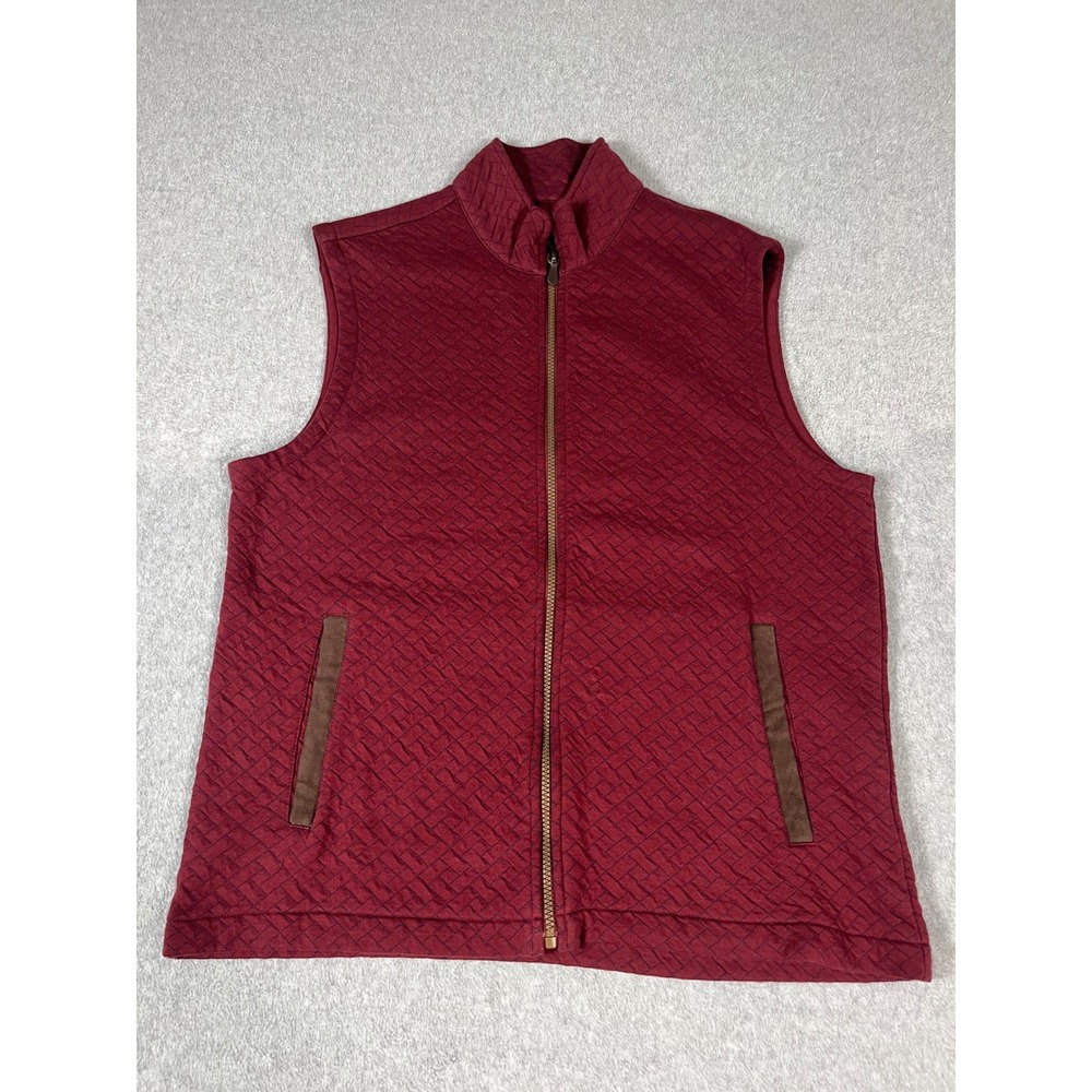 Jos. A. Bank Reserve Mens Burgundy Red Quilted Basketweave Full Zip Vest Sz. L